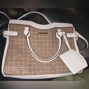 Elegant Anne Klein Brown and Cream Women's Handbag